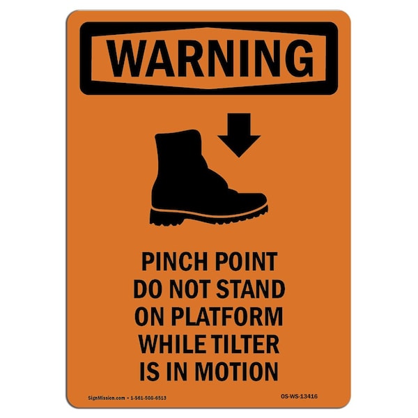 OSHA WARNING Sign, Pinch Point Do Not W/ Symbol, 14in X 10in Aluminum, 10" W, 14" L, Portrait